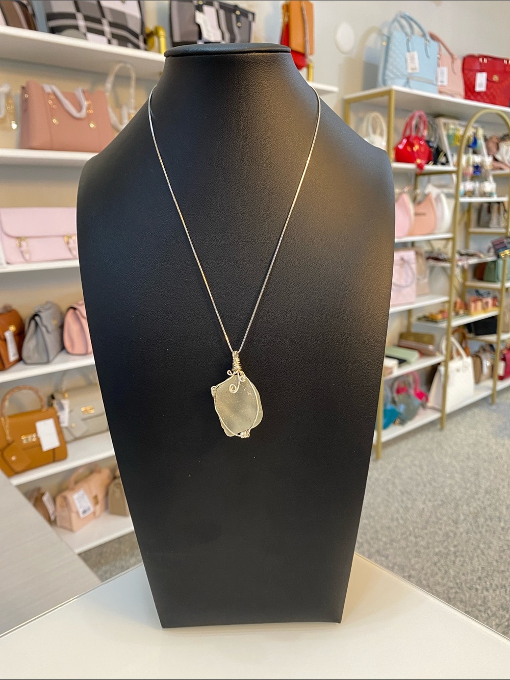 Sterling silver wire wrapped stone necklace
